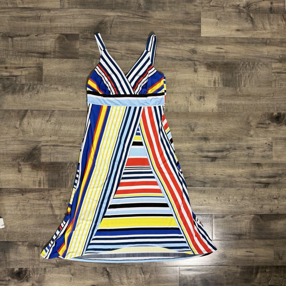 Womens John Paul Richard multistriped resort wear dress size L - Picture 2 of 7